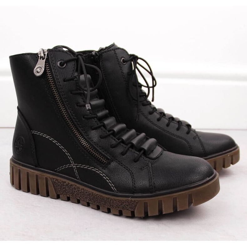 Bottes de cuir Rieker pour femmes y3410-00 noir le noir 2