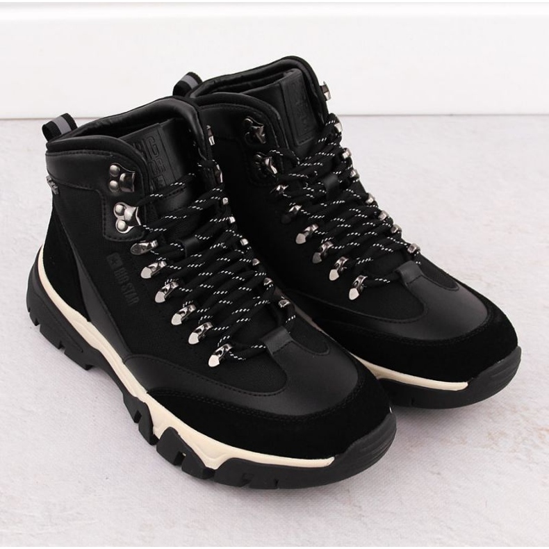 Bottes de randonnée en cuir masculin Big Star OO174182 Black le noir 2 Bottes de randonnée en cuir masculin Big Star OO174182 Black le noir 2