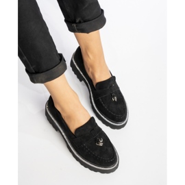 Mocassins en daim noir avec des zircons le noir 2