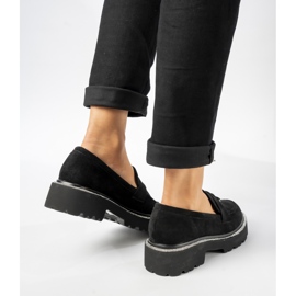 Mocassins en daim noir avec des zircons le noir 5