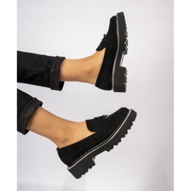 Mocassins en daim noir avec des zircons le noir 3