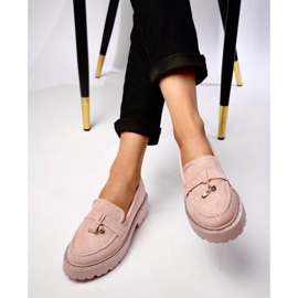 Mocassins roses en poudre pour femmes avec franges 2