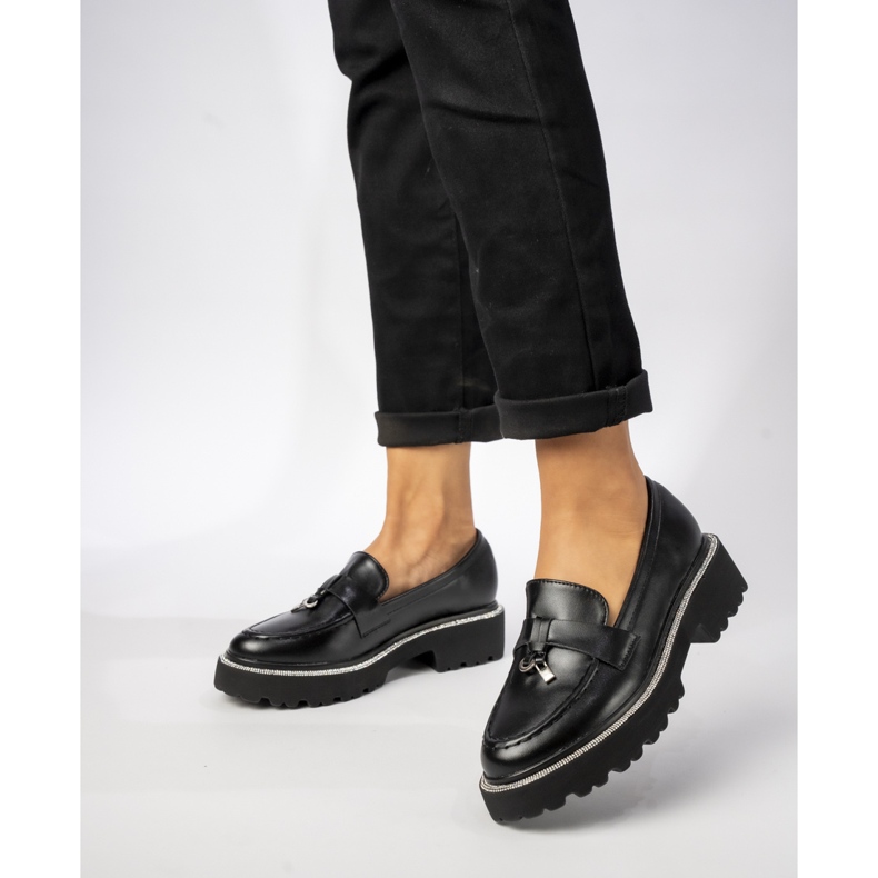 Muisseaux noirs en cuir Eco pour femmes avec frendzla 1