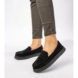 Mocassins en daim noir des femmes le noir 2