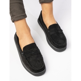 Mocassins en daim noir des femmes le noir 4