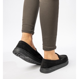Mocassins en daim noir des femmes le noir 3