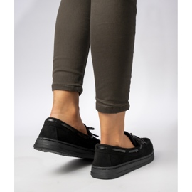 Mocassins en daim noir pour femmes avec un arc le noir 5