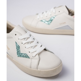 Baskets blanches pour femmes, inserts verts roses 1