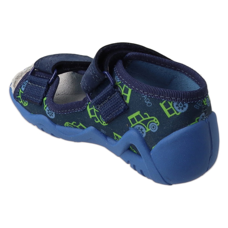 Befado chaussons enfant avec empiècement en cuir 350P053 bleu marine/vert 1 Befado chaussons enfant avec empiècement en cuir 350P053 bleu marine/vert 1