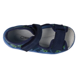 Befado chaussons enfant avec empiècement en cuir 350P053 bleu marine/vert 2 Befado chaussons enfant avec empiècement en cuir 350P053 bleu marine/vert 2