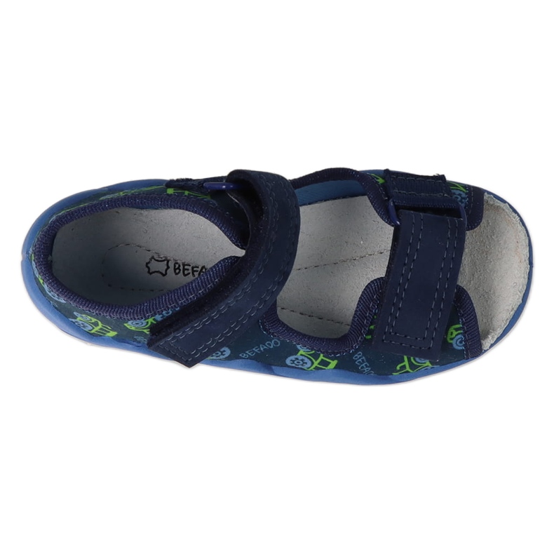 Befado chaussons enfant avec empiècement en cuir 350P053 bleu marine/vert 3 Befado chaussons enfant avec empiècement en cuir 350P053 bleu marine/vert 3