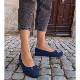 Ballerines bleues marines avec un arc décoratif 1
