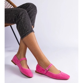 Ballerines roses foncé avec une boucle et un orteil carré 2