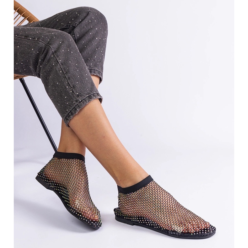 Sandales en mailles noires avec zircons le noir 2