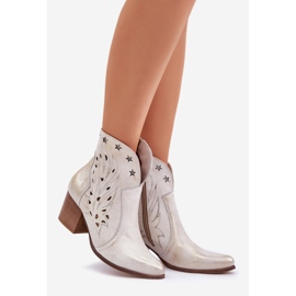 Lewski Shoes Bottes de cowboy en cuir ouvert sur le Lewski Post 3613 Zloty essuyé doré 1