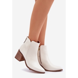 Bots sur le poteau en cuir naturel zazoo 3673 blanc blanche 1