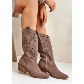 Bottes en daim avec une hausse supérieure ouverte Zazoo 3609 Brown brun 6