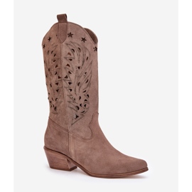 Bottes en daim avec une hausse supérieure ouverte Zazoo 3609 Brown brun 4