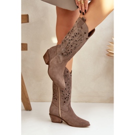 Bottes en daim avec une hausse supérieure ouverte Zazoo 3609 Brown brun 3