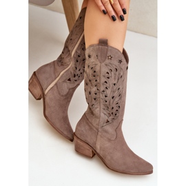Bottes en daim avec une hausse supérieure ouverte Zazoo 3609 Brown brun 7
