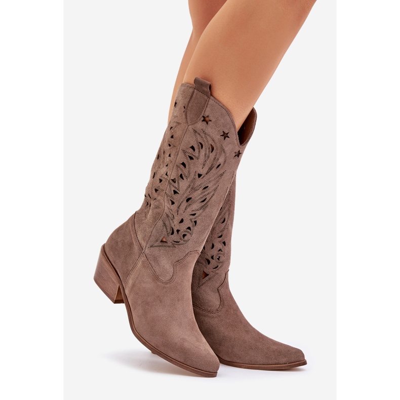 Bottes en daim avec une hausse supérieure ouverte Zazoo 3609 Brown brun 1