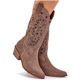 Bottes en daim avec une hausse supérieure ouverte Zazoo 3609 Brown brun 9
