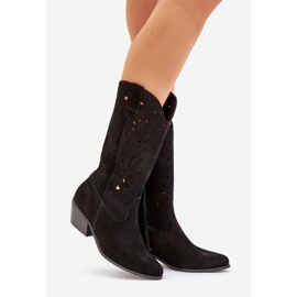 Bottes en daim avec une Upper Zazoo 3609 Openwork Black le noir 1