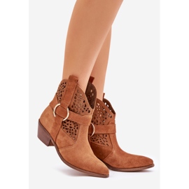 Zazoo 2994 Bottes de cow-boy de camel OpenWork brun 1