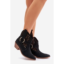 Zazoo 2994 Bottes de cow-boy de cowboy noir ouvert noir 1