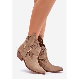 Zazoo 2994 Bottes de cowboy ouverts Beige 1