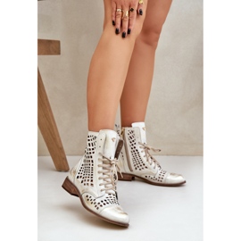 Zazoo 2627 Bottes dorées en cuir en cuir ouvert essuyées 2