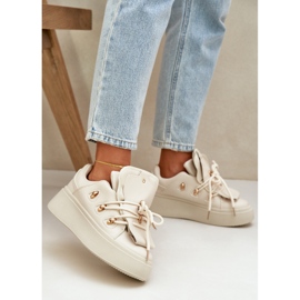 Baskets à plateforme pour femmes, beige 2