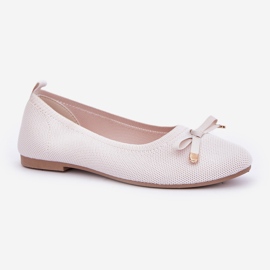 Ballerines en filet avec un léger arc de mendiant beige 4