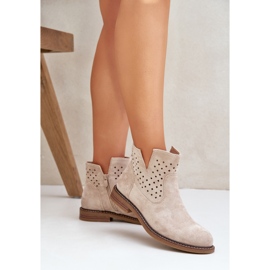 Bottes à thèmes plates avec un beigne légère de chaussure ouverte beige 3