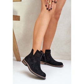 Bottes à thèmes plates avec une tige noire supérieure ouverte 2