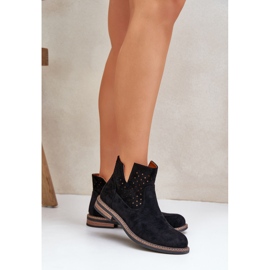Bottes à thèmes plates avec une tige noire supérieure ouverte le noir 3