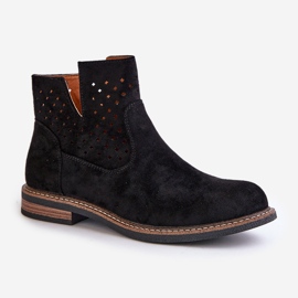 Bottes à thèmes plates avec une tige noire supérieure ouverte le noir 4