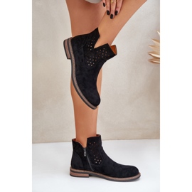 Bottes à thèmes plates avec une tige noire supérieure ouverte le noir 5