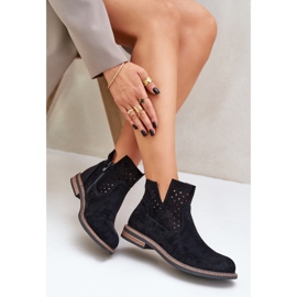 Bottes à thèmes plates avec une tige noire supérieure ouverte le noir 7
