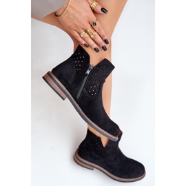 Bottes à thèmes plates avec une tige noire supérieure ouverte le noir 8
