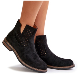 Bottes à thèmes plates avec une tige noire supérieure ouverte le noir 9