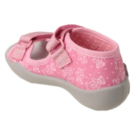 Chaussons enfant Befado avec velcro, insert en cuir 342P066, rose 2