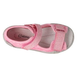 Chaussons enfant Befado avec velcro, insert en cuir 342P066, rose 3