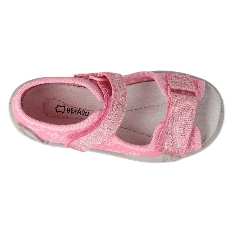 Chaussons enfant Befado avec velcro, insert en cuir 342P066, rose 3