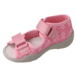 Chaussons enfant Befado avec velcro, insert en cuir 342P066, rose 1