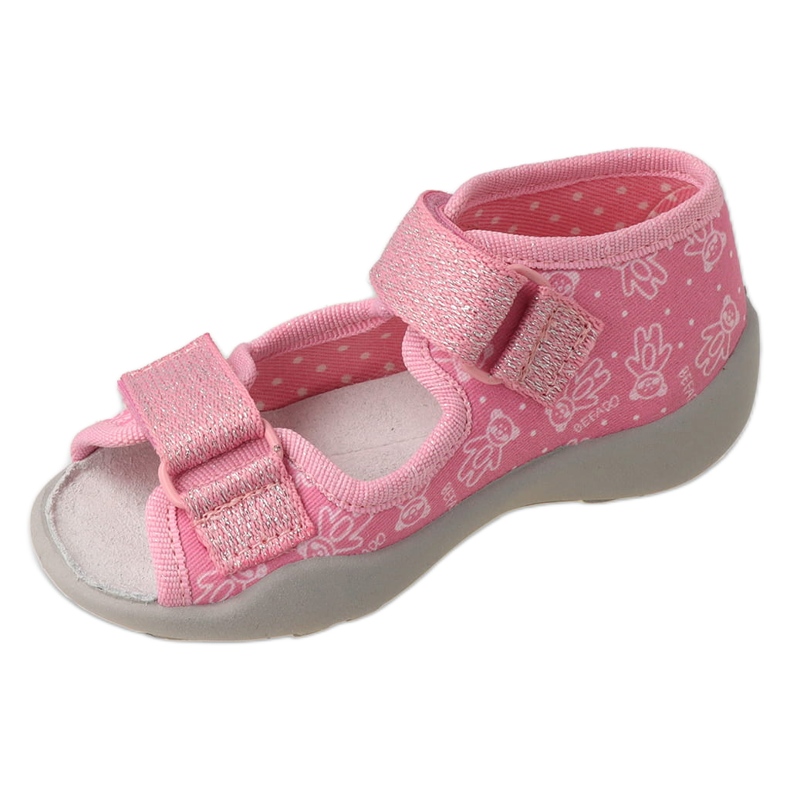 Chaussons enfant Befado avec velcro, insert en cuir 342P066, rose 1