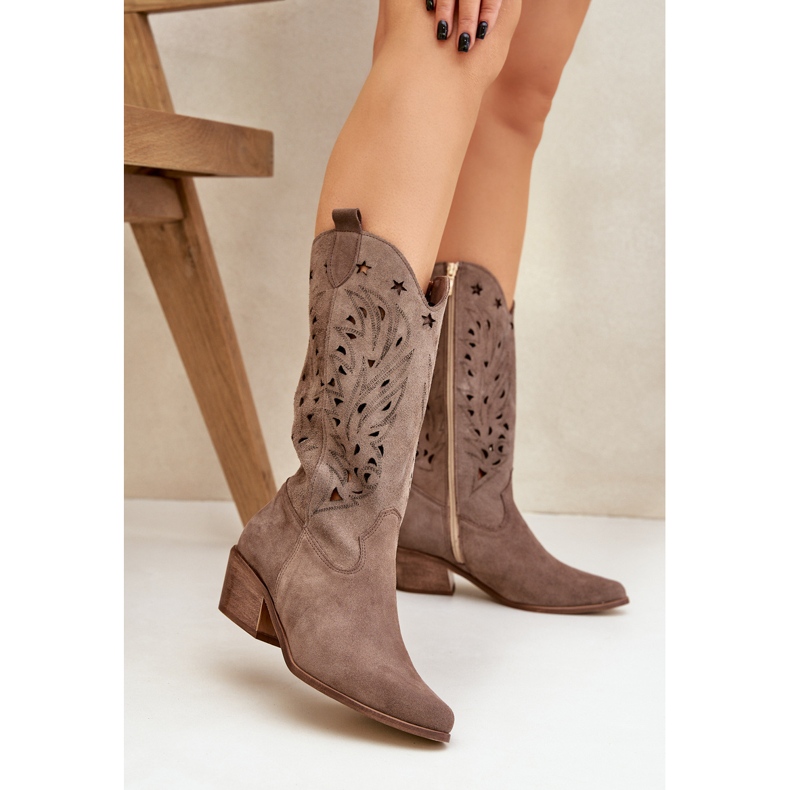 Bottes en daim avec une hausse supérieure ouverte Zazoo 3609 Brown brun 2