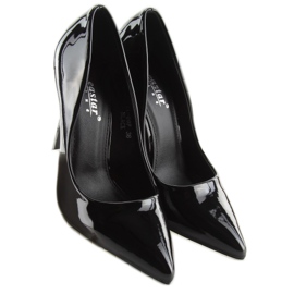 Talons hauts pour femmes laqués noirs LL-89P Noir 1