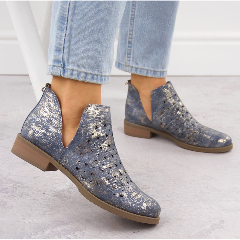 M. DASZYŃSKI Bottes de femmes, Openwork Wared Wiping, m. bleu 2