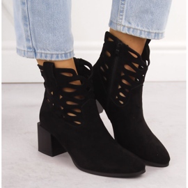M. DASZYŃSKI Bottes de femmes sur le post en daim noir ouvert noir le noir 6